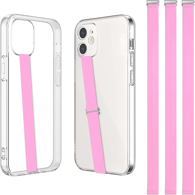 TEAMOLA Silicone Phone Grip Strap - Pink 210 Phone Hand Strap Holder with Loop for Cell Phones, iPhone Grip, Finger Holder & Back of Phone Grips, Secure Anti-Slip Grip(3 Packs)