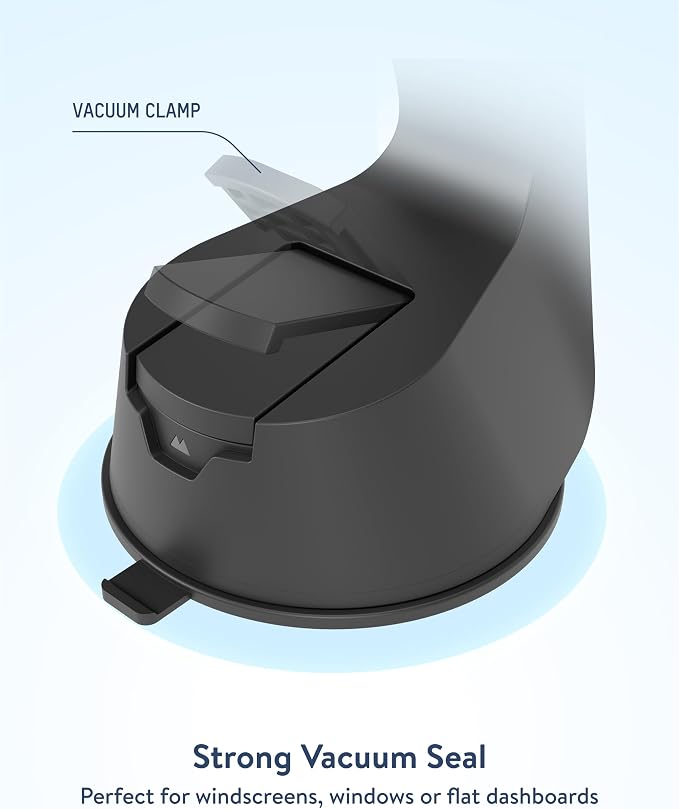 Mous 15W Wireless Charging Suction Mount, Designed for MagSafe Car Phone Holder- Fast Cooling Magnetic Car Mount Charger Compatible with iPhone 16/15/14/13, Pixel and S25 - Windshield/Dashboard