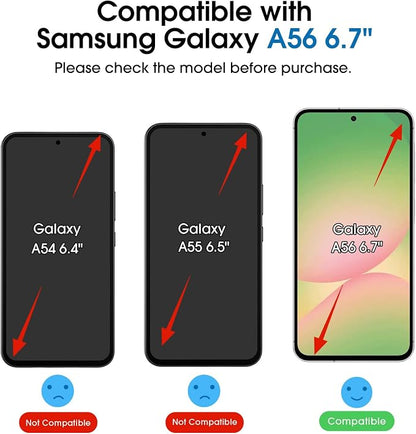 amFilm Auto-Alignment OneTouch for Samsung Galaxy A56 5G 6.7" Screen Protector + Camera Lens Protector, Tempered Glass, 30 Seconds Installation, Bubble Free, Case Friendly, Anti-Scratch [2+2 Pack]