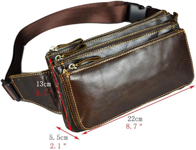 Hebetag Leather Fanny Pack Waist Bag for Men Women Outdoor Travel Hunting Hiking Camping Hip Bum Belt Cell Phone Purse Wallet Pouch
