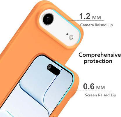 for iPhone 17 Air Case Silicone Compatible with Magsafe Case, Ultra Slim Thin Magnetic Phone Cases Mag Safe, Cute Soft Rubber Gel TPU Matte Plain Wireless Charging Cover for Women, Neon Orange