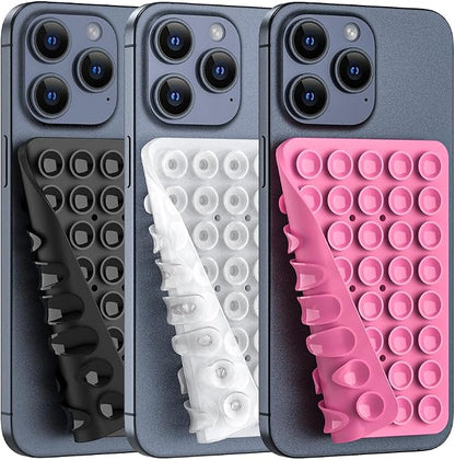 Double Sided Silicone Suction Phone Holder Mount, Silicon Accessory for iPhone and Android, Hands-Free Mirror Shower Phone Holder, TikTok Videos and Selfies (Combo G)