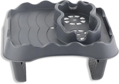 Hot Tub Table, Foldable Bathtub Side Table Caddy with 2 Cup Holders Adjustable Hot Tub Tray with Drain Holes for Spa Swimming Pool Bathtub(Grey)