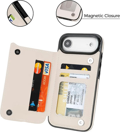 uCOLOR for iPhone 17 Air Wallet Case with Card Holder PU Leather RFID Blocking Design iPhone Air flip case for Women Men Magnetic Clasp Kickstand Design 6.5 inch (Dune Mirage Checkboard)