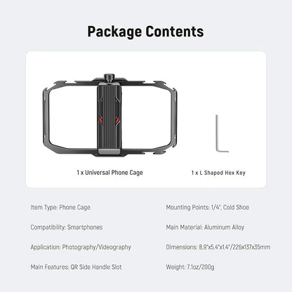 NEEWER Universal Phone Cage, Smartphone Video Rig with Quick Release Mounts Cold Shoes for Videomaker Filmmaking TikTok Vlogging Phone Video Stabilizer Holder Compatible with iPhone Samsung, PA039