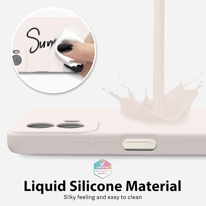 oakxco for Motorola Moto G Power 5G 2024 Phone Case Liquid Silicone, Thin Slim Soft Rubber Gel TPU Plain Simple Cover for Women Girl Cute, Matte Solid Color, Beige Stone Cream