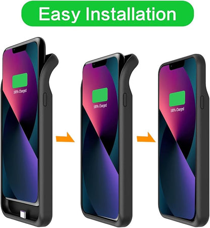 Battery Case for iPhone 12 Mini /13 Mini, Upgraded 6500mAh Rechargeable Portable Charging Case Compatible with iPhone 12 Mini /13 Mini (5.4 inch) Extended Battery Pack Protective Charger Case (Black)