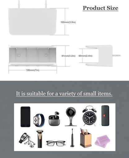 2-Shelf Bedside Shelf Organizer, Modern/Contemporary Style, Wall Mount, Double Tray Holder for Bedroom, Bathroom, Electronic Devices, Personal Items