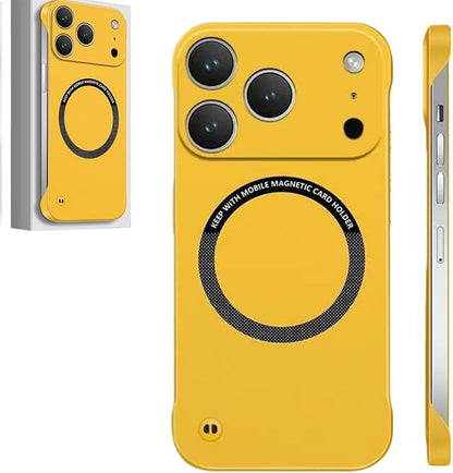 Frameless Magnetic Series Designed for iPhone 17/16/15/14/13 Pro Max Case, Shockproof Phone Cover for iPhone 17 Pro Compatible with MagSafe, Lightweight Minimalist (for iPhone14Promax,Yellow)