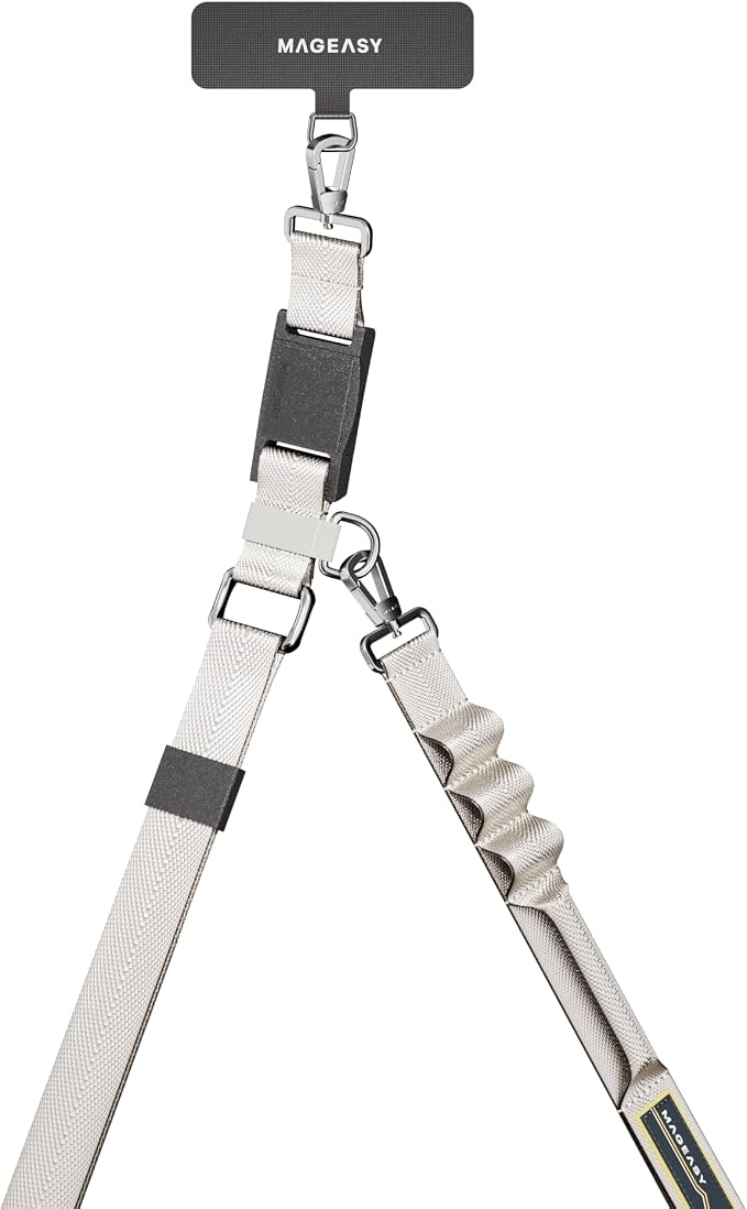 MAGEASY Universal Cell Phone Lanyard - Crossbody Phone Strap for iPhone 17 Pro Max & Most Smartphones, Magnetic Quick-lock System, for Men & Women | Utility (Starlight)