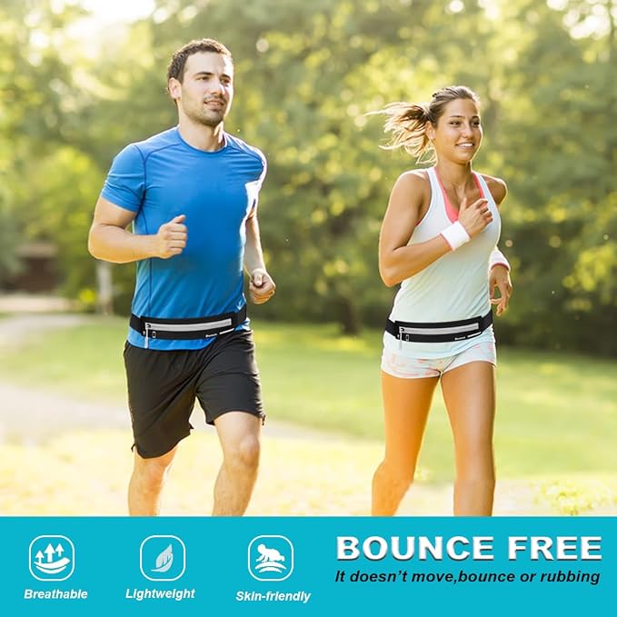 Slim Running Belt Fanny Pack for Women Men, Runners Phone Holder Gift Jogging Pouch Workout Waist Belt, Money Belt Running Gear Accessories – For All Cell Phones (Black02)