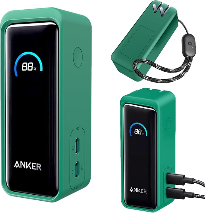 NOUKAJU Case for Anker Prime Power Bank 9600mAh 65W Output Silicone Protective Cover, Drop-Proof,Scratch-Proof,Shock-Proof,Protective Case for Anker Prime Power Bank 9600mAh(Green)