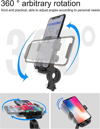 Bike Handlebar Phone Holder, Motorcycle Phone Mount Motorcycle Handlebar Phone Clamp, Scooter Phone Clip for iPhone 6/7/8/X/11/12/13/14 Series ， and More 4.7" - 6.8" Cellphone (Dark Gray)