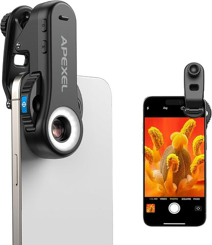 Evil Eye 40X-80X-120X Phone Microscope, Digital Microscope with CPL Filter, 16 LED, 8 UV LED, Wheel Design, Portable Microscope with Universal Clip, Ideal for iPhone 17/16/15/14/13, Samsung & Android