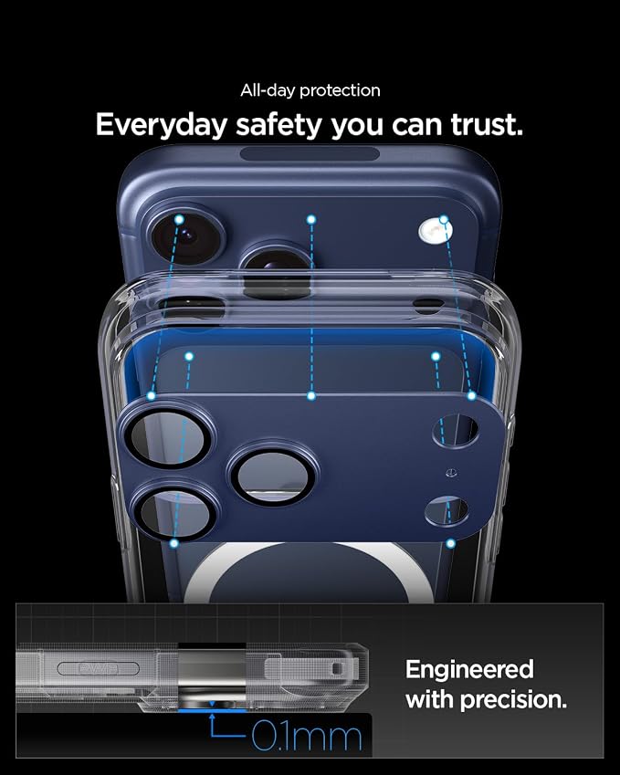 Spigen Camera Lens Screen Protector [GlasTR EZ Fit Optik Pro XL] Designed for iPhone 17 Pro Max [Case Friendly] - Deep Blue [1 Pack]