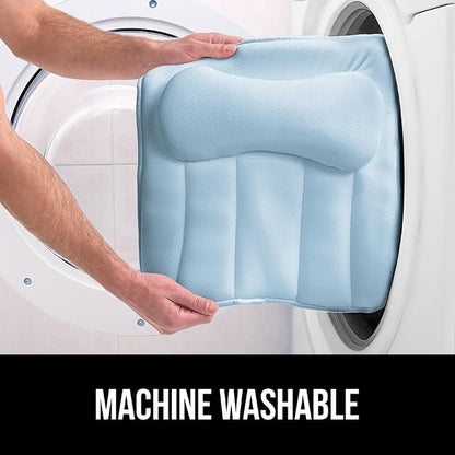 GORILLA GRIP Bath Pillow for Tub, 6 Strong Suction Cups, 4D Mesh FlexComfort Headrest for Neck, Head and Back Support, Luxury Machine Washable Pillows, Bathtub Accessories, Spa Gifts for Women, Blue