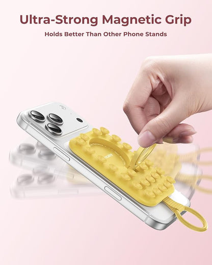 Syncwire Magnetic Suction Phone Mount for MagSafe, Silicone Octo Cup Buddy Sticky Grip Ring Holder, Hands-Free/Selfie/Video for TikTok & Instagram Influencer/Creator, iPhone Compatible,Sunshine Yellow