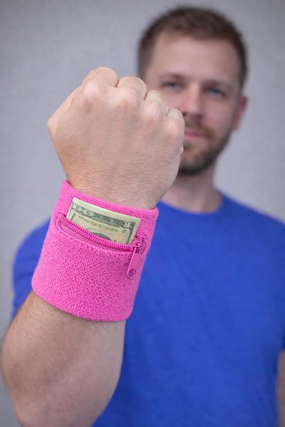 Suddora Zipper Wrist Pouch - Sweatband/Wristband Wallet for Keys, ID, Cards, Cash