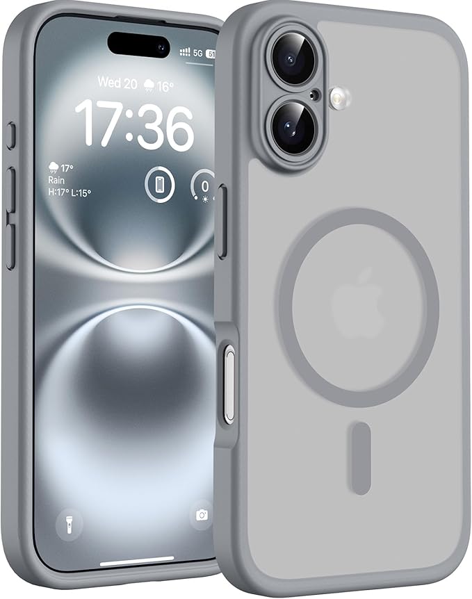 TOCOL for Phone 16 Case, Compatible with Magsafe Charger, Full Camera Protection, Drop Protection, Translucent Matte Phone Case for iPhone 16 6.1 inch (Gray)