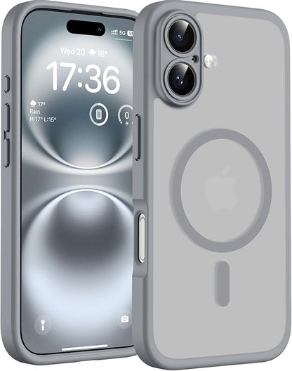 TOCOL for Phone 16 Case, Compatible with Magsafe Charger, Full Camera Protection, Drop Protection, Translucent Matte Phone Case for iPhone 16 6.1 inch (Gray)