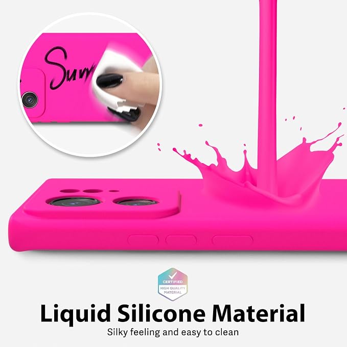 oakxco for Motorola Moto Edge 2023 Phone Case Liquid Silicone, Thin Slim Soft Rubber Gel TPU Plain Protective Simple Cover for Women Girl Cute, Matte Solid Color Aesthetic, Hot Pink