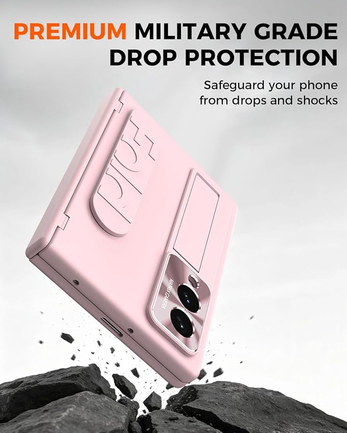 NINKI Screen Protector for Samsung Galaxy Z Fold 8 Phone Case with Hand Strap, Cute Kickstand for Samsung Z Fold 8 Finger Holder Cover, Hinge Protective Cover for Galaxy Fold 8 Case Womens Girls Pink