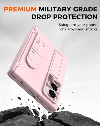 NINKI Screen Protector for Samsung Galaxy Z Fold 8 Phone Case with Hand Strap, Cute Kickstand for Samsung Z Fold 8 Finger Holder Cover, Hinge Protective Cover for Galaxy Fold 8 Case Womens Girls Pink
