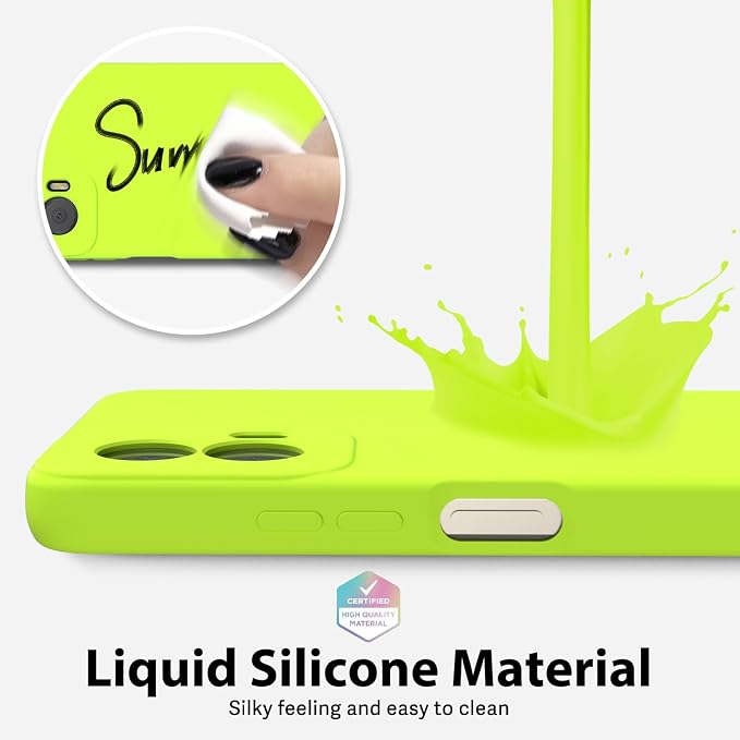 oakxco for Motorola Moto G Power 5G 2024 Phone Case Liquid Silicone, Neon Bright Solid Color, Thin Slim Soft Rubber Gel Matte TPU Plain Simple Cover for Women Girl Cute, Lime Neon Green