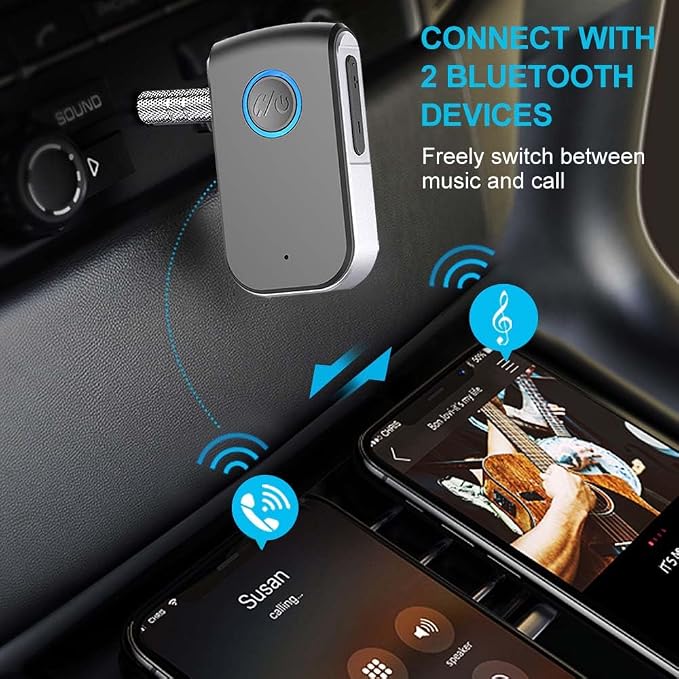 Bluetooth AUX Adapter for Car,3.5mm Wireless Receiver AUX Bluetooth Car Adapter,Hands-Free Call for Cars, Speakers, Stereo Systems and Headphones