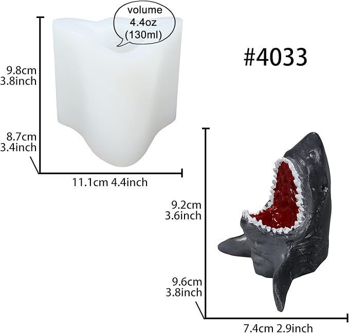 FUNSHOWCASE Shark Head Resin Molds Epoxy Silicone Aquatic Animal Underwater Creature for Bath Bomb, Tray, Mobile Phone Holder