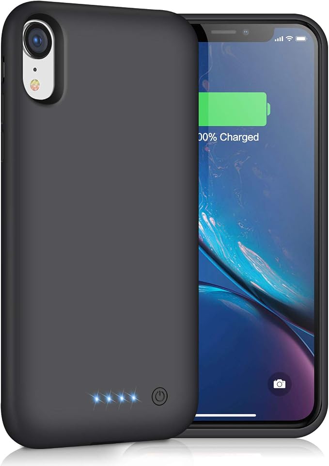 Battery Case for iPhone XR, 6800mAh Portable Charging Case for iPhone XR Rechargeable Backup External Battery Pack Extended Battery Protective Charger Case(6.1inch)-Black