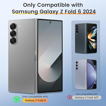 VEGO for Galaxy Z Fold 6 Case with Screen Protector &Hinge Protection-Red | Built-in Slide Camear Cover & 360° Ring Stand Case Heavy Duty Drop Protection Cover for Samsung Galaxy Z Fold 6 5G 2024