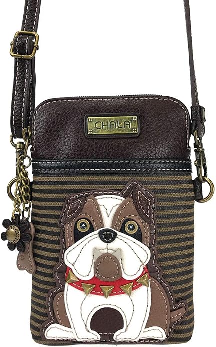 CHALA Dog Collection Cell Phone Crossbody Purse-Women PU Leather/Canvas Multicolor Handbag with Adjustable Strap