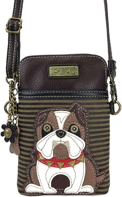 CHALA Dog Collection Cell Phone Crossbody Purse-Women PU Leather/Canvas Multicolor Handbag with Adjustable Strap