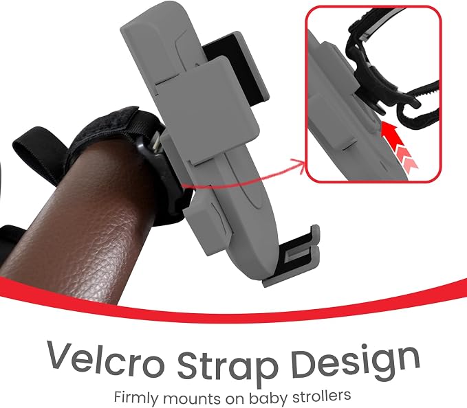 Baby Stroller Phone Holder, Shopping Cart, Golf Cart, Push Cart, Bike Phone Mount, for Motorcycle, Scooter, ATV, Boat, Spin Bike, Treadmill, Handlebar- Universal, Cell Phone Clamp (Grey)