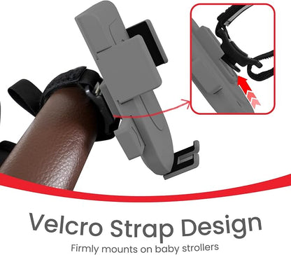 Baby Stroller Phone Holder, Shopping Cart, Golf Cart, Push Cart, Bike Phone Mount, for Motorcycle, Scooter, ATV, Boat, Spin Bike, Treadmill, Handlebar- Universal, Cell Phone Clamp (Grey)