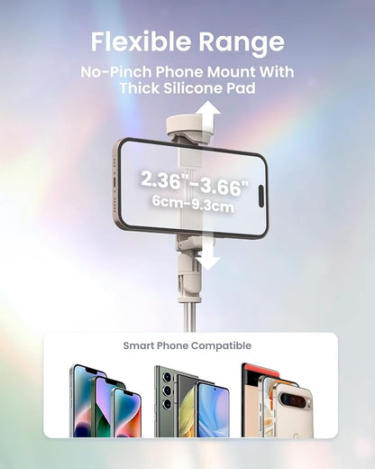 KraftGeek Automatic Tripod for iPhone, 66" Pink Phone Selfie Stick Tripod Stand for Recording, Travel, Content Creation - Ombré Peach