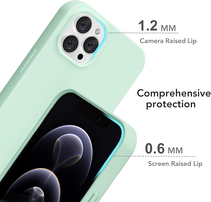 for iPhone 12/12 Pro Case Silicone Compatible with Magsafe Case, Ultra Slim Thin Magnetic Phone Cases Mag Safe, Cute Soft Rubber Gel Matte Plain Wireless Charging Cover for Women, Mint Green