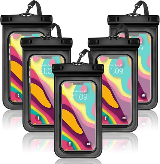 wyyw 5 pcs Universal Waterproof Phone Pouch, Cellphone Dry Bag IPX8 Underwater Waterproof Case Compatible with iPhone 12/11 Pro Max/Pro/8 Plus, Galaxy S21/S20/S10/Note 20/10/9, Plus Phones up to 6.8"