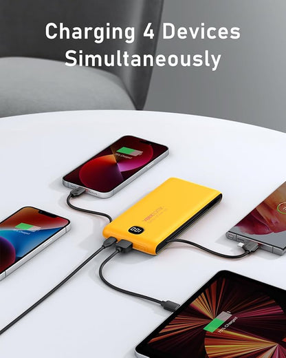 VEEKTOMX Portable Charger with Built in Cables 10000mAh, Power Bank for iPhone with Wall Plug, Travel Essential Fast Charging USB C Slim External Battery Pack for iPhone 17/16/15, Samsung, iPad, etc