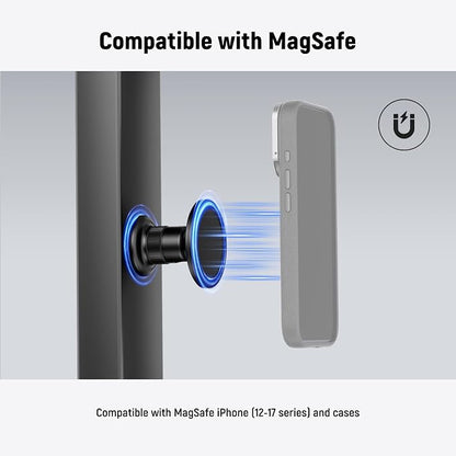 NEEWER Magnetic Phone Tripod Mount Compatible with MagSafe iPhone, Gym Golf Cart Phone Holder, 360° Ball Head Adapter Mount with Metal Ring & Detachable Base for Selfie Stick Tripod, PA072