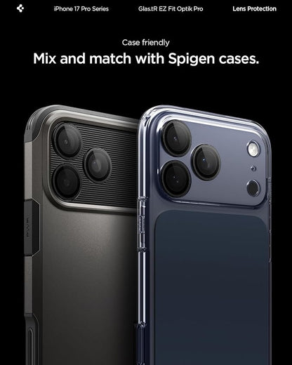 Spigen Camera Lens Screen Protector [GlasTR EZ Fit Optik Pro] Designed for iPhone 17 Pro Max | iPhone 17 Pro | iPhone 16 Pro Max | 16 Pro | iPhone 15 Pro Max | 15 Pro [Case Friendly] - White Titanium [2 Pack]