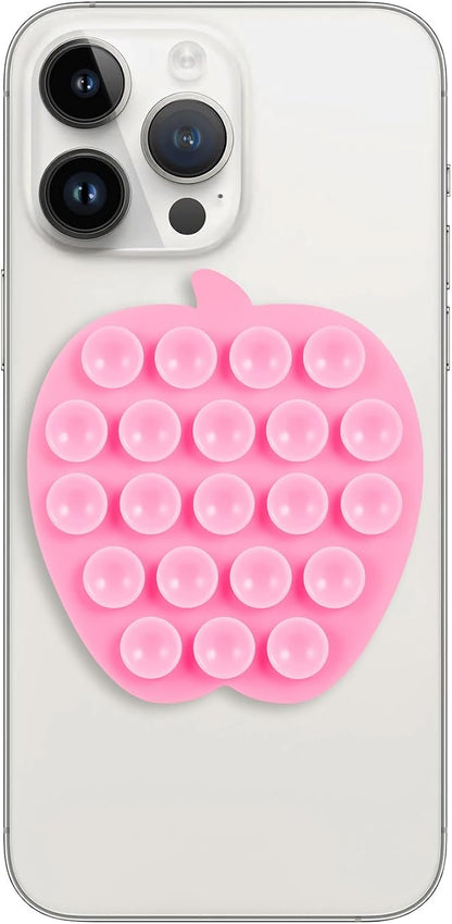 Cieo Suction Cup Phone Mount, Phone Accessories Hands-Free Strong Grip Holder for Selfies and Videos, Sticky Grip Mirror Shower Phone Holder(Apple Shaped, Pink)