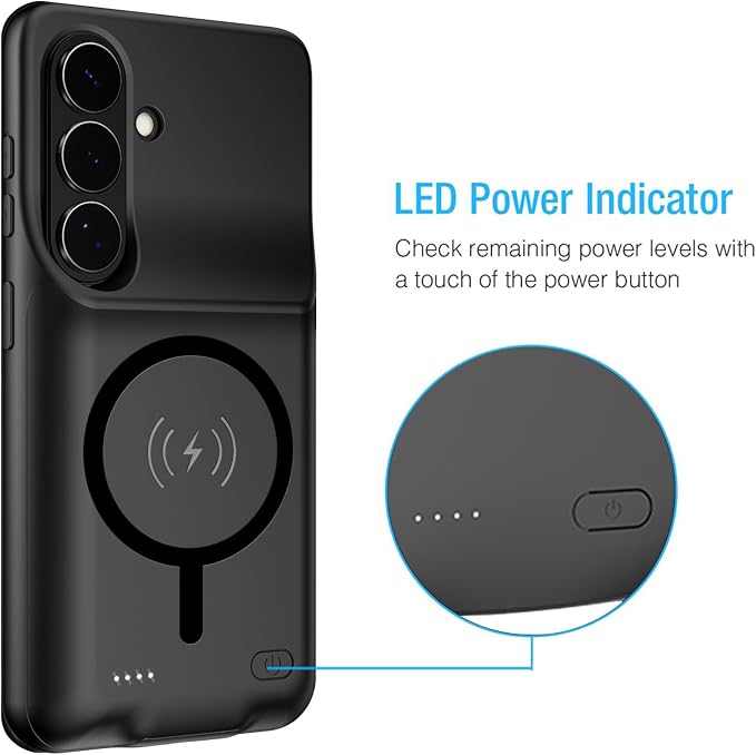 Battery Case for Galaxy S26 Plus , Upgraded 12000mAh Portable Protective Wireless Charging Case Compatible with Galaxy S26 Plus 5G (6.7 inch) Rechargeable Extended Battery Pack Charger Case (Black)