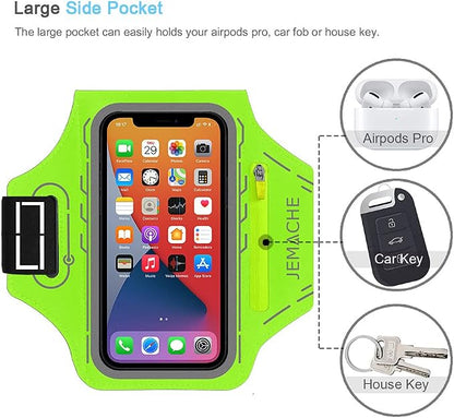Armband for iPhone 17 16 15 14 13 12 Pro with Airpods Holder, Gym Workouts Running Arm Band (Green)