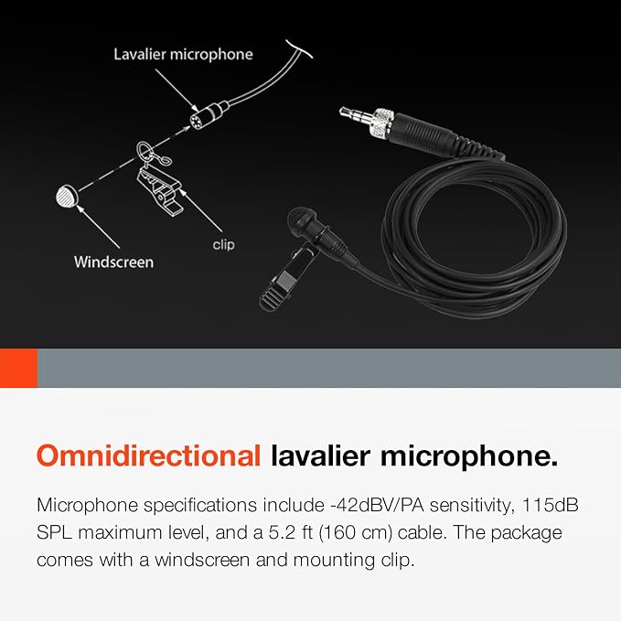 Tascam TM-10LB Lavalier Microphone, Black