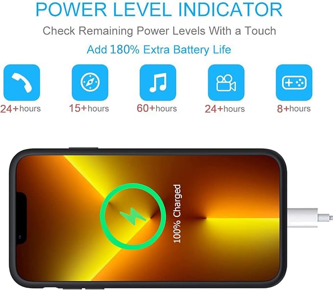 Battery Case for iPhone 13 Pro, Upgraded Real 10000mAh Portable Protective Charging Case with Wireless Charging Compatible with iPhone 13 Pro (6.1 inch) Battery Pack Charger Case with Carplay (Black)