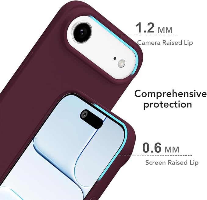 for iPhone 17 Air Case Silicone Compatible with Magsafe Case, Ultra Slim Thin Magnetic Phone Cases Mag Safe, Cute Soft Rubber Gel Matte Plain Wireless Charging Cover for Women, Burgundy Maroon