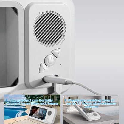 Shower Phone Holder with Speaker,Waterproof Phone Holder for Shower - Built-in Wireless Bluetooth Speaker,360° Rotation Ipx4 Waterproof, Enhanced Sound, for Bathroom, Shower Wall (Black)