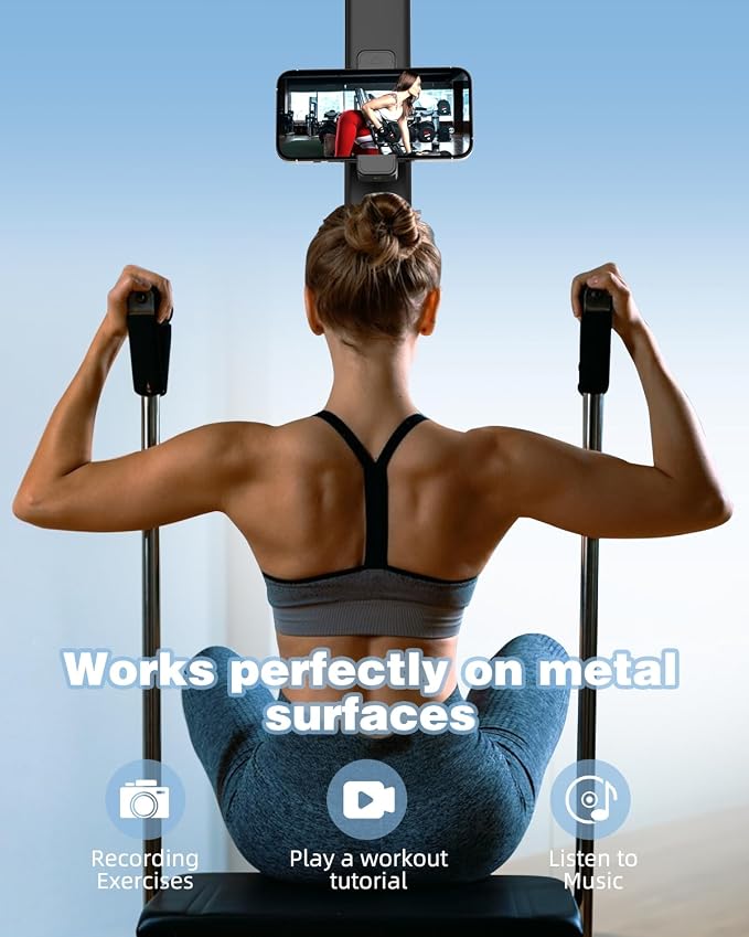 Gym Magnetic Phone Holder, 360°Adjustable, Magnetic Phone Holder Mount for Gym, Portable Gym Accessories, Workout Gift for Men and Women, Compatible with iPhone 16 15 14 13 Pro Max